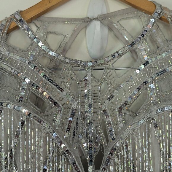 ASOS Edition Silver Sequin Open Back Gown NWT Size 12 Formal Dress - Picture 11 of 16